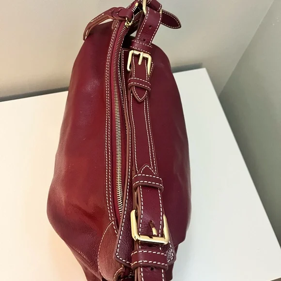 Dooney & Bourke Burgundy Leather Hobo Bag - Picture 4 of 14